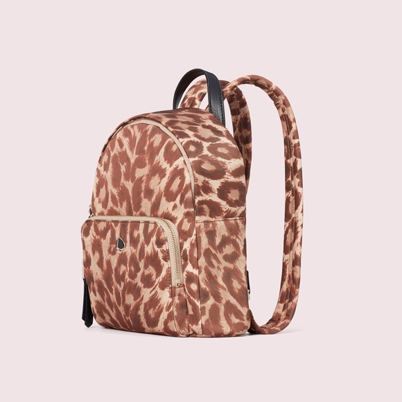 KATE SPADE Small Taylor Leopard Satin Nylon Backpack - Picture 4 of 7